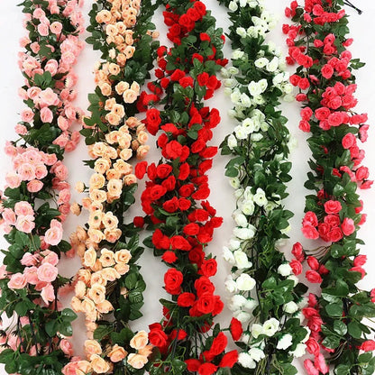 1pc 250CM Artificial Flowers Garland Rose Vines Fake Hanging Flower Vine for Wedding Arch Wall Decor Home Garden Room Decoration