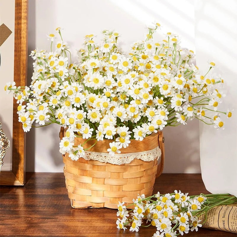 5/10/20Pcs 26cm Silk Artificial Daisy Flowers White Daisy Fake Flower Bouquet for Party Table Decoration DIY Home Wedding Decor