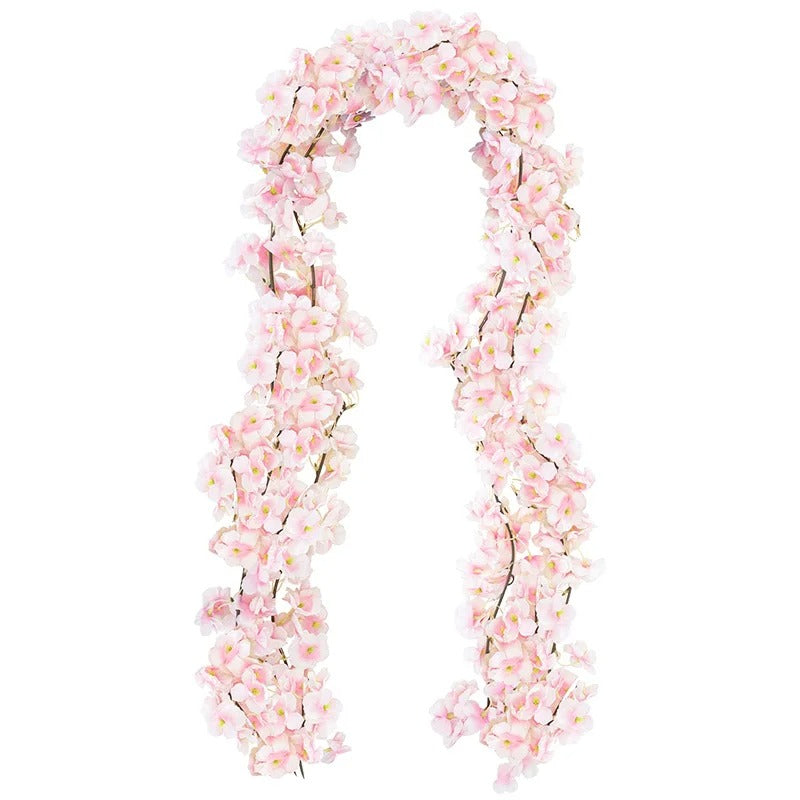 5.9ft Cherry Blossom Artificial Flowers Vine Fake Flower Rattan Wreaths Decoration for Home Garden Wedding Decor Flowers Garland