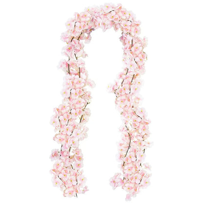 5.9ft Cherry Blossom Artificial Flowers Vine Fake Flower Rattan Wreaths Decoration for Home Garden Wedding Decor Flowers Garland