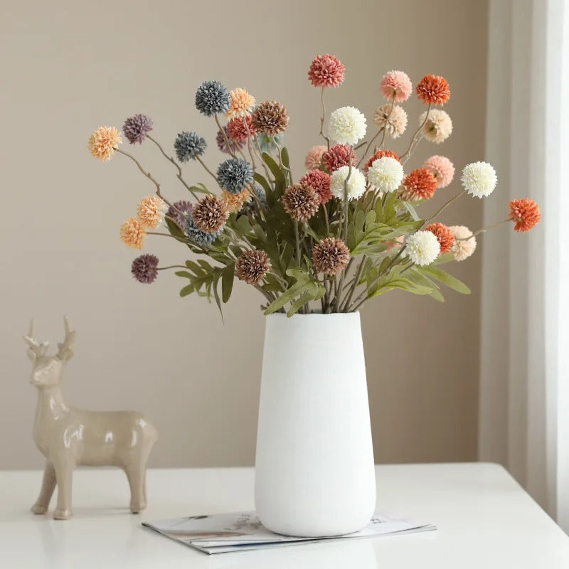 5 Heads Artificial Flower Bouquet Silk Dandelion Flower Ball Fake Flowers Home Garden Wedding Decors DIY Craft Wreath Christmas