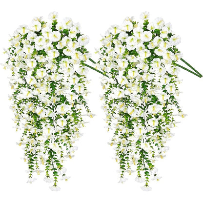 1/2Pc 75cm White Artificial Morning Glory Wall Hanging Faux Violet Plants Hanging Flowers Vines for Home Garden Wedding Decor
