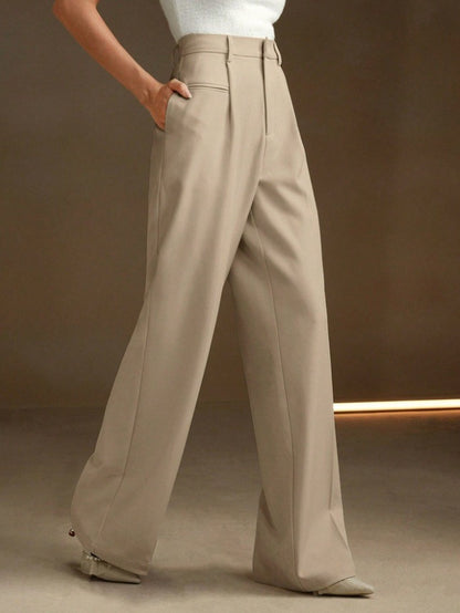 Women's Solid Color Basic Wide Leg Loose Pleated Pants