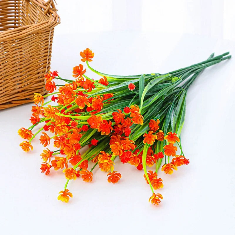 A Bundle of Plastic Artificial Flowers Outdoor Uv-Resistant Fake Plant Flower for Window Box Hanging Planters Garden Home Decor