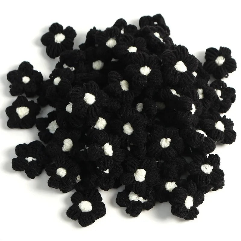 10pcs Hand-knitted Flower Applique Sew r For Clothes Shoes Hats Craft Diy Hair Clip Wedding Hats Decorative Accessories