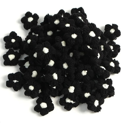 10pcs Hand-knitted Flower Applique Sew r For Clothes Shoes Hats Craft Diy Hair Clip Wedding Hats Decorative Accessories