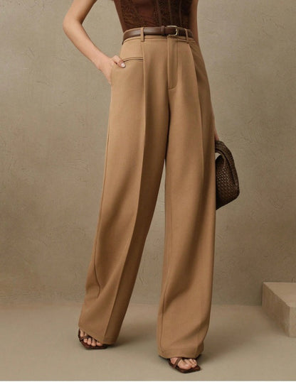 Women's Solid Color Basic Wide Leg Loose Pleated Pants