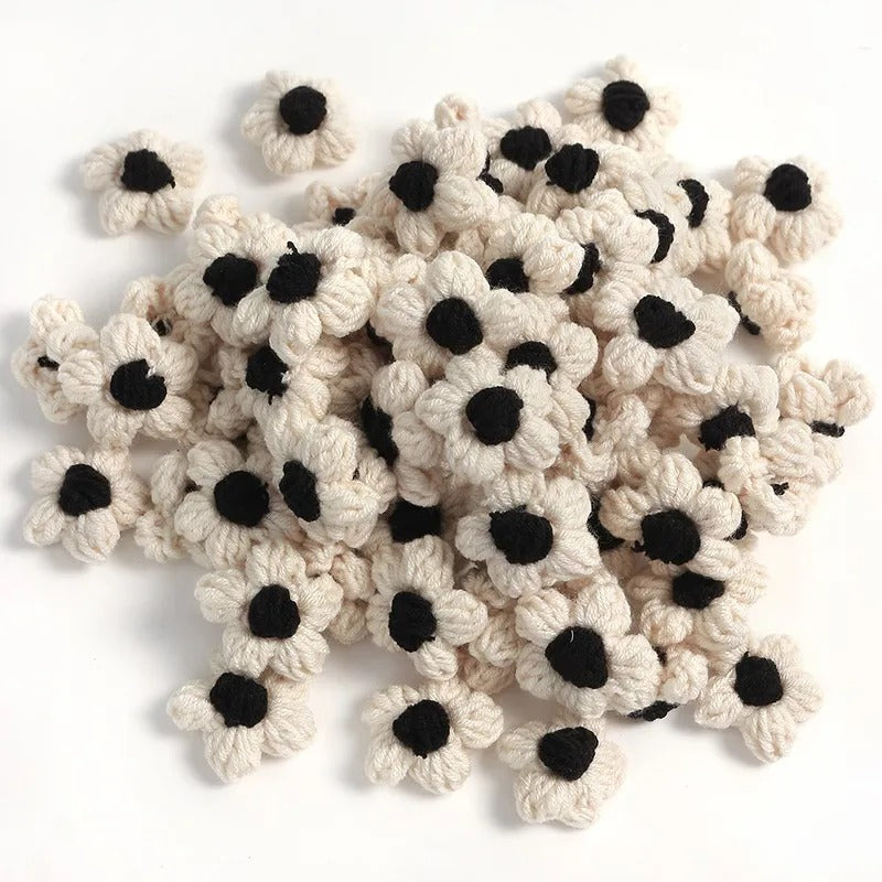 10pcs Hand-knitted Flower Applique Sew r For Clothes Shoes Hats Craft Diy Hair Clip Wedding Hats Decorative Accessories