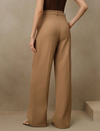 Women's Solid Color Basic Wide Leg Loose Pleated Pants