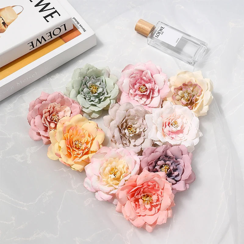 2/5/10Pcs 9cm Artificial Silk Carnation Flower Heads Wedding Home Decoration DIY Bride Holding flowers Accessories Fake Flowers