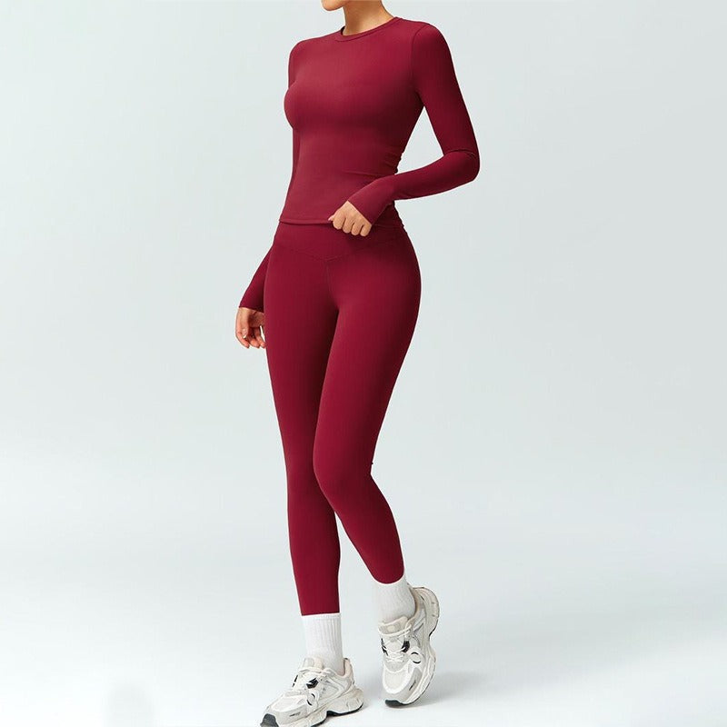 Women's Solid Color Set, Basic Versatile T-Shirt Top