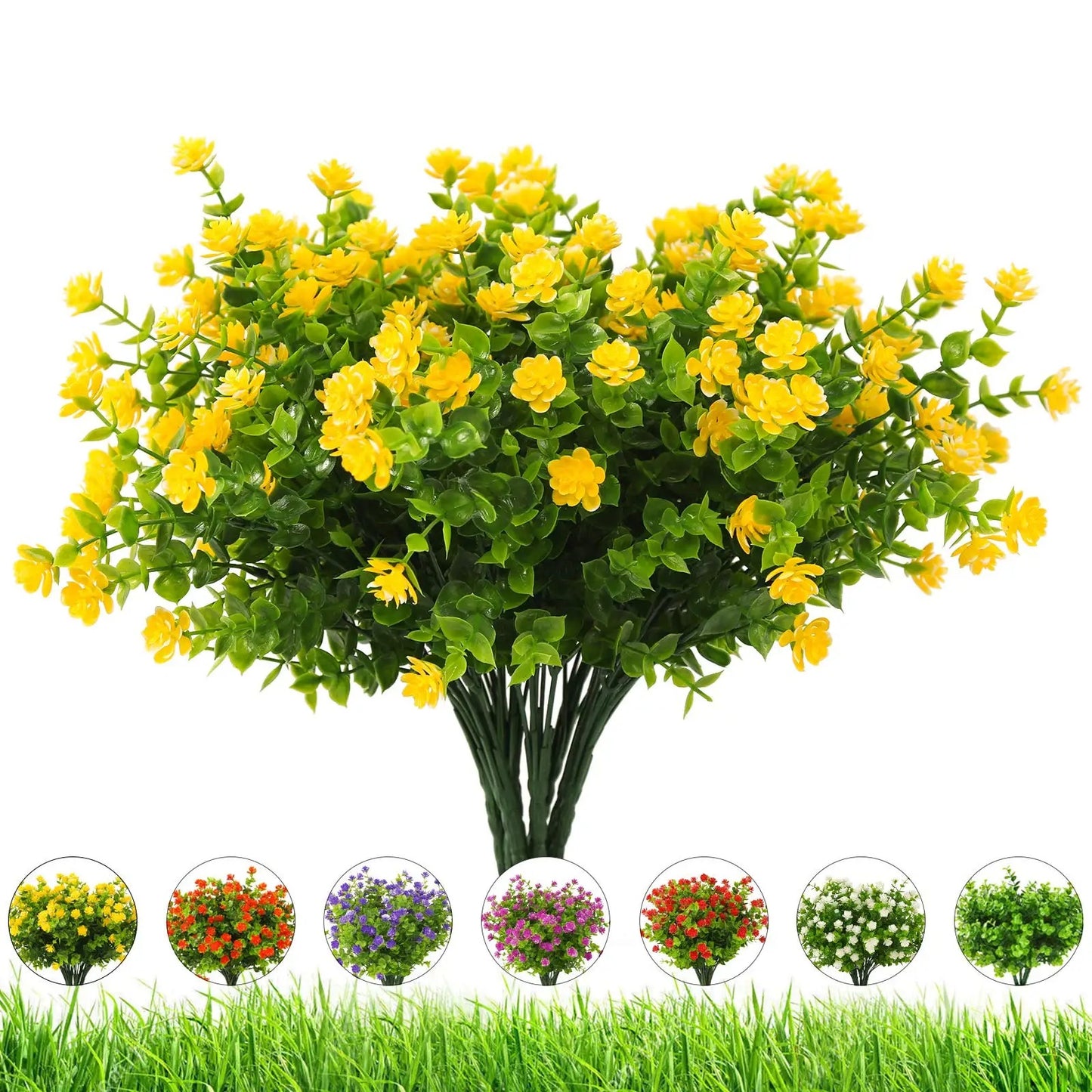 A Bundle of Plastic Artificial Flowers Outdoor Uv-Resistant Fake Plant Flower for Window Box Hanging Planters Garden Home Decor
