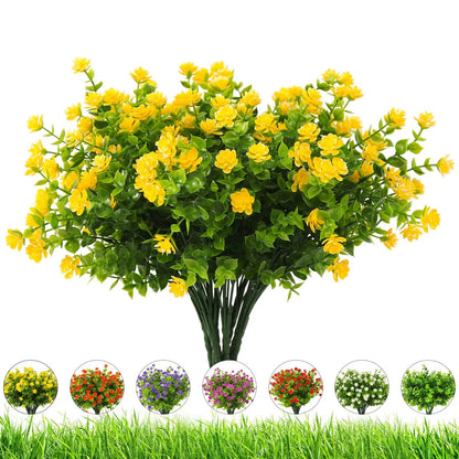 A Bundle of Plastic Artificial Flowers Outdoor Uv-Resistant Fake Plant Flower for Window Box Hanging Planters Garden Home Decor