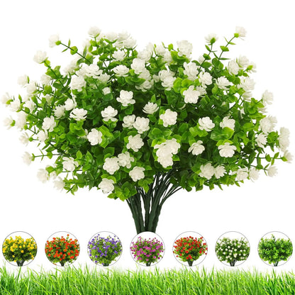 A Bundle of Plastic Artificial Flowers Outdoor Uv-Resistant Fake Plant Flower for Window Box Hanging Planters Garden Home Decor