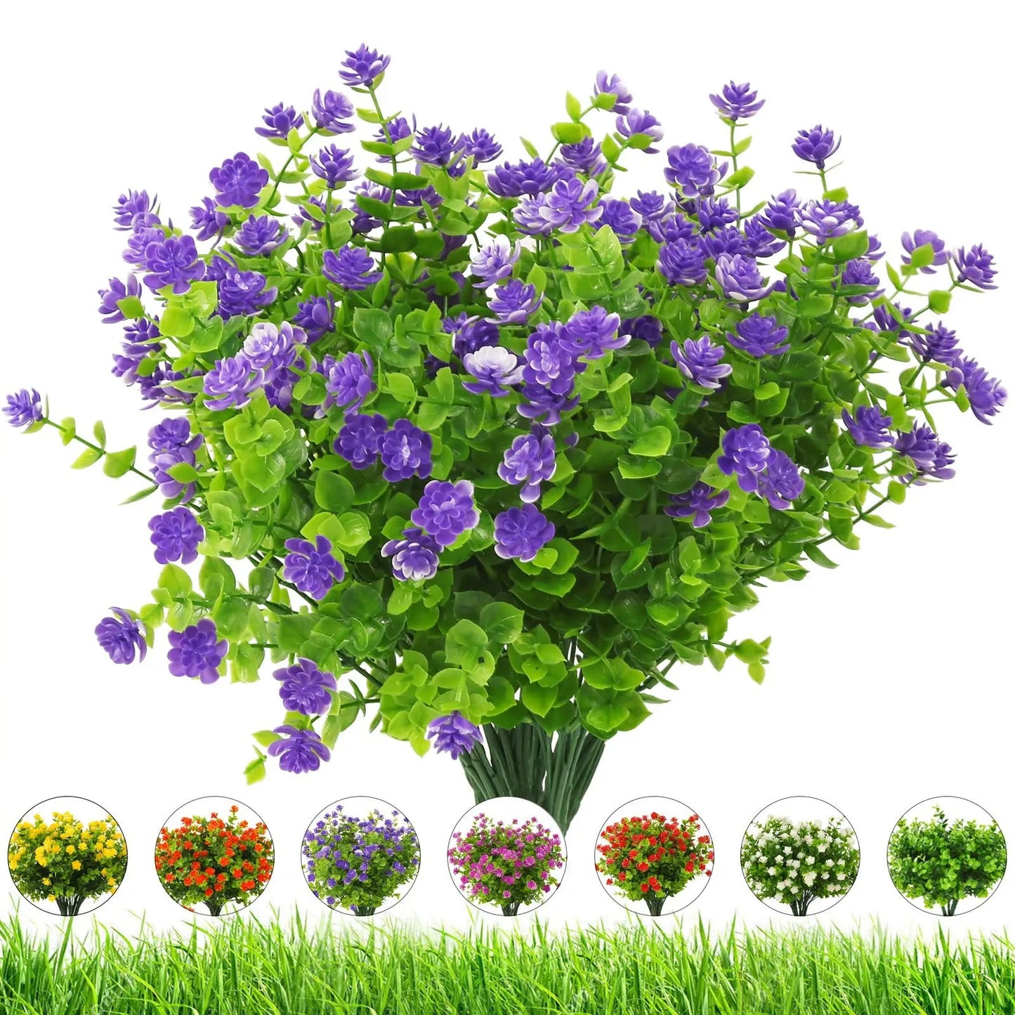 A Bundle of Plastic Artificial Flowers Outdoor Uv-Resistant Fake Plant Flower for Window Box Hanging Planters Garden Home Decor