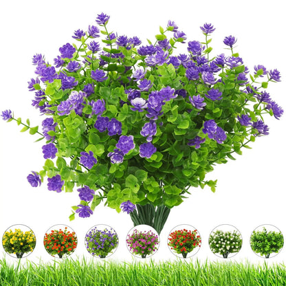 A Bundle of Plastic Artificial Flowers Outdoor Uv-Resistant Fake Plant Flower for Window Box Hanging Planters Garden Home Decor