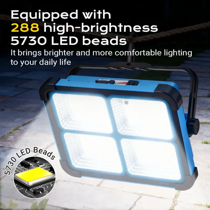 Solar Rechargeable LED Work Light, 288 Super Bright 5730 Beads Floodlight with USB & Type-C Charging