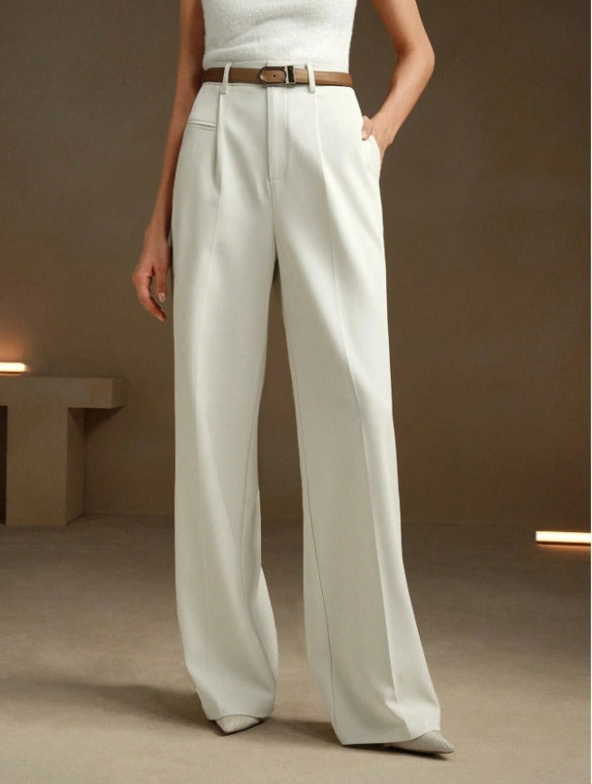 Women's Solid Color Basic Wide Leg Loose Pleated Pants