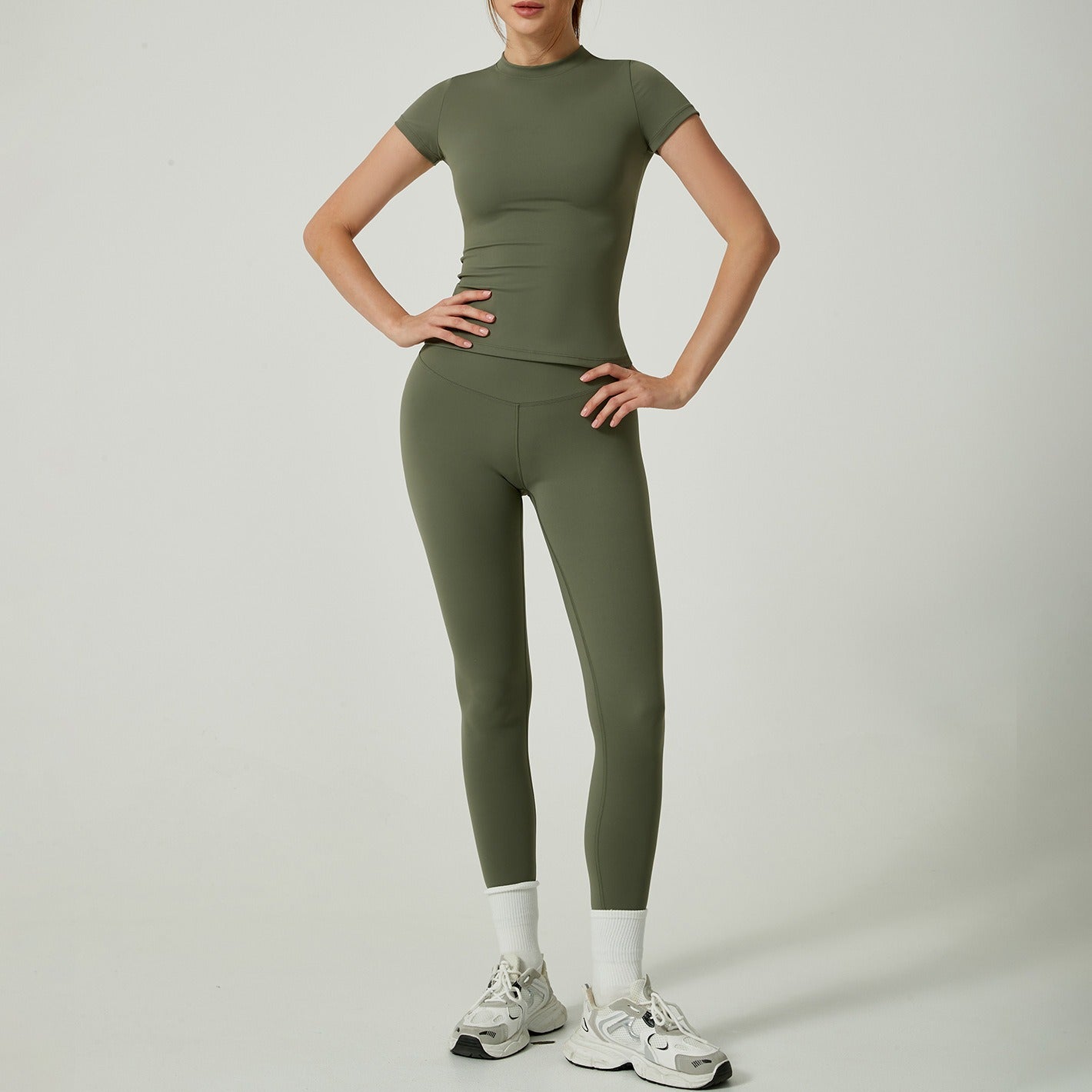 Women's Solid Color Set, Basic Versatile T-Shirt Top