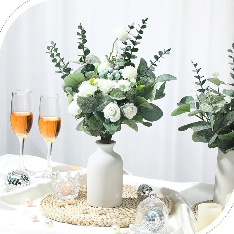 5/10/20Pcs Artificial Eucalyptus Leaves Stems Bulk Silver Dollar Leaf Picks Plant Fake Flowers for Wedding Bouquets Floral Decor