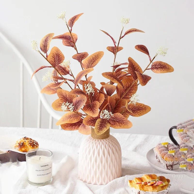 52cm Artificial Fall Eucalyptus Fake Foliage Branches Autumn Flowers Decorations Home Wedding Thanksgiving Christmas Decoration