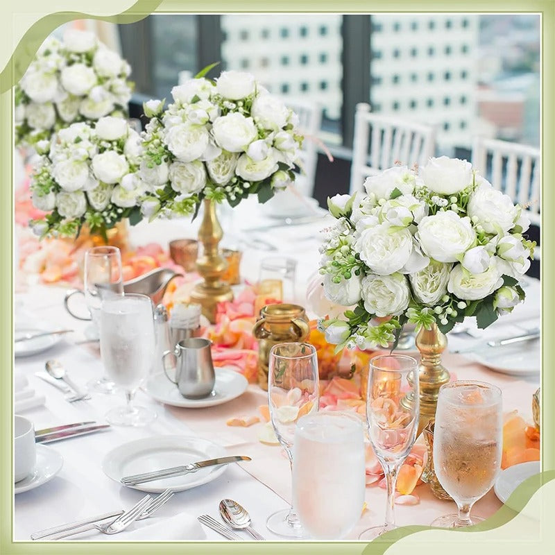 Artificial Peony Simulation Flower Bouquet 5 Big Head 2 Small Bud Flower for Table Centerpieces Home Wedding Bridal Decoration