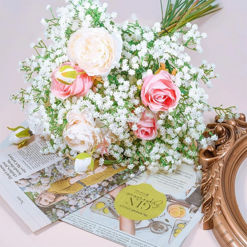 108Heads 63cm Babies Breath Artificial Flowers Plastic Gypsophila DIY Floral Bouquets For Handmade Wedding Party Home Decoration