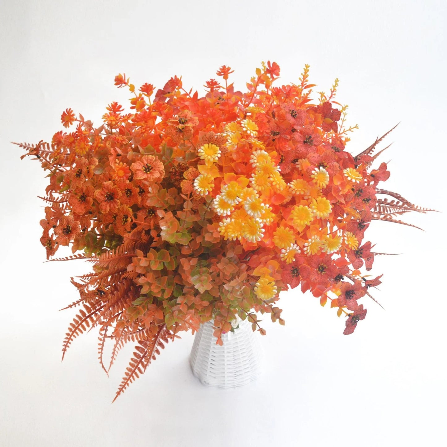 Artificial Flowers Autumn Decoration Plant Violet Eucalyptus Bouquet Outdoor Garden Bushes Decor Home Wedding Office Accessories