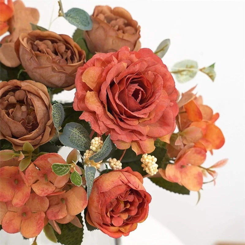 Decoration Artificial Flowers Fake Peony Silk Flowers Hydrangea Bouquets Decorative For Home Living Room Table Centerpieces