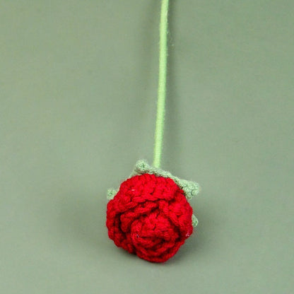 rose Handmade Crochet Flower without Vase, Flowers Bouquet, Artificial Flower, Gifts for Girlfriend, Fall Room Decor, Decorative Flower for Mom, Friends