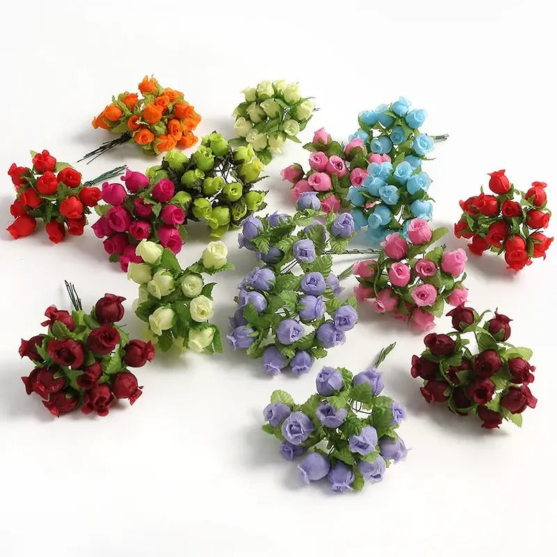 12/36/72/144PCS Rose Artificial Flowers Bouquet Fake Flowers for Home Decor Christmas Party Wedding Decoration Wreath Accessory