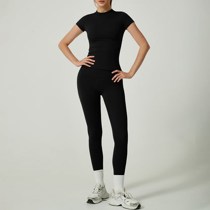 Women's Solid Color Set, Basic Versatile T-Shirt Top