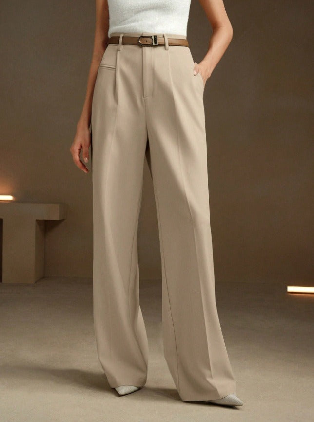 Women's Solid Color Basic Wide Leg Loose Pleated Pants