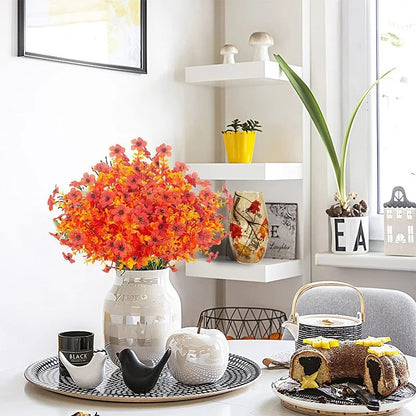 Artificial Flowers Autumn Decoration Plant Violet Eucalyptus Bouquet Outdoor Garden Bushes Decor Home Wedding Office Accessories