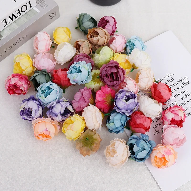 5/10Pcs Artificial Peony Flowers 4.5cm Fake Flower Heads for Home Room Dceor Wedding Marriage Decoration DIY Gifts Accessory