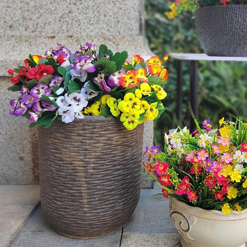 Artificial Pansy Flowers 30cm Plastic Fake Flower Bouquet For Home Room Decor Garden Wedding Parties Home Plant Bunch Decoration