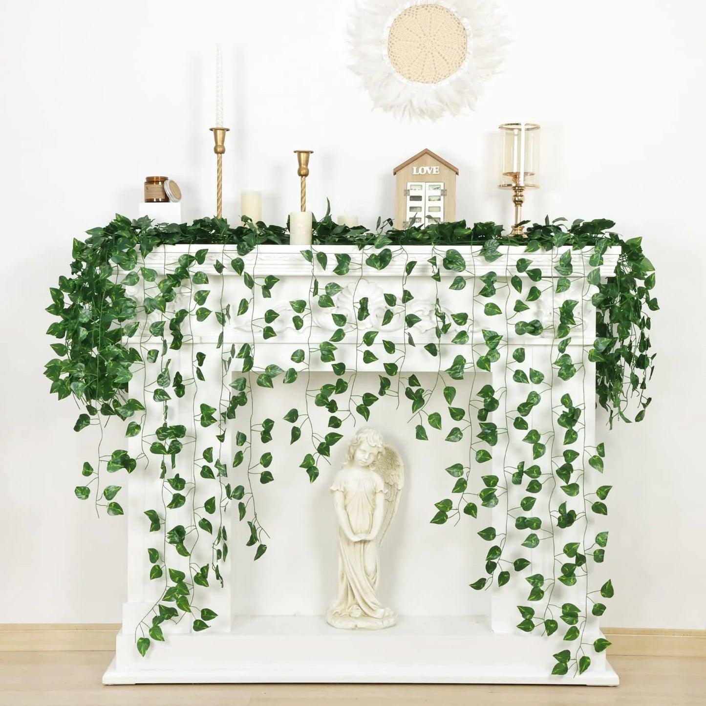 6pc 2M Vine Leaves Artificial Plant Hanging Rattan Ivy Outdoor Garden Wall Backdrop Decoration Wedding Home Decor Creeper Leaves