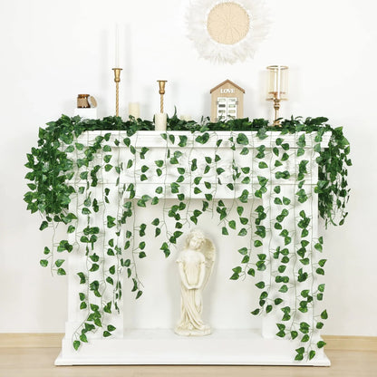 6pc 2M Vine Leaves Artificial Plant Hanging Rattan Ivy Outdoor Garden Wall Backdrop Decoration Wedding Home Decor Creeper Leaves