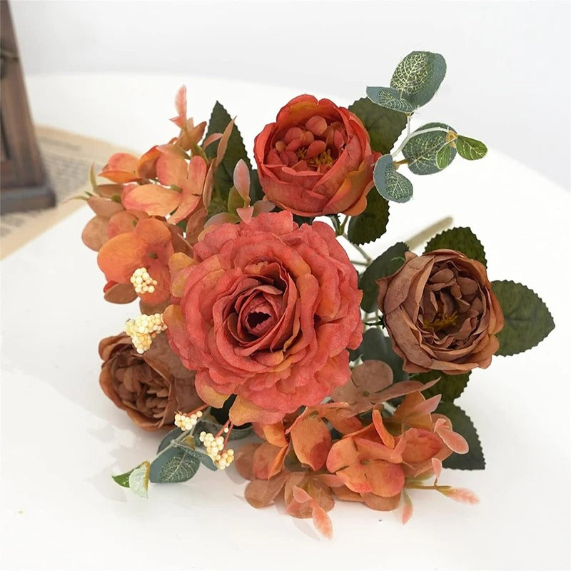Decoration Artificial Flowers Fake Peony Silk Flowers Hydrangea Bouquets Decorative For Home Living Room Table Centerpieces