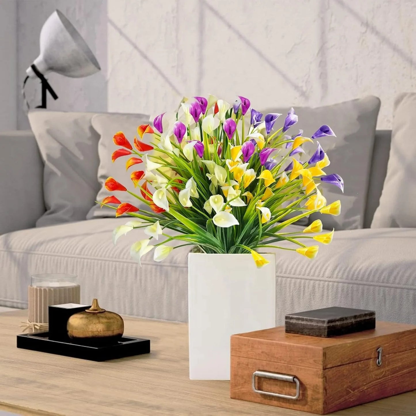 Artificial Calla Lily Bouquet 33cm Fake Flowers for Indoor Home Room Decor Garden Wedding Decora Outdoor Vase Flower Arrangement