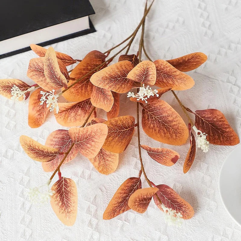 52cm Artificial Fall Eucalyptus Fake Foliage Branches Autumn Flowers Decorations Home Wedding Thanksgiving Christmas Decoration