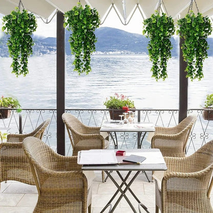 Artificial 5Forks Rattan Eucalyptus Wall Hanging Simulation Greenery Fake Hanging Plants Vine Diy  Home Outdoor Decor Plant