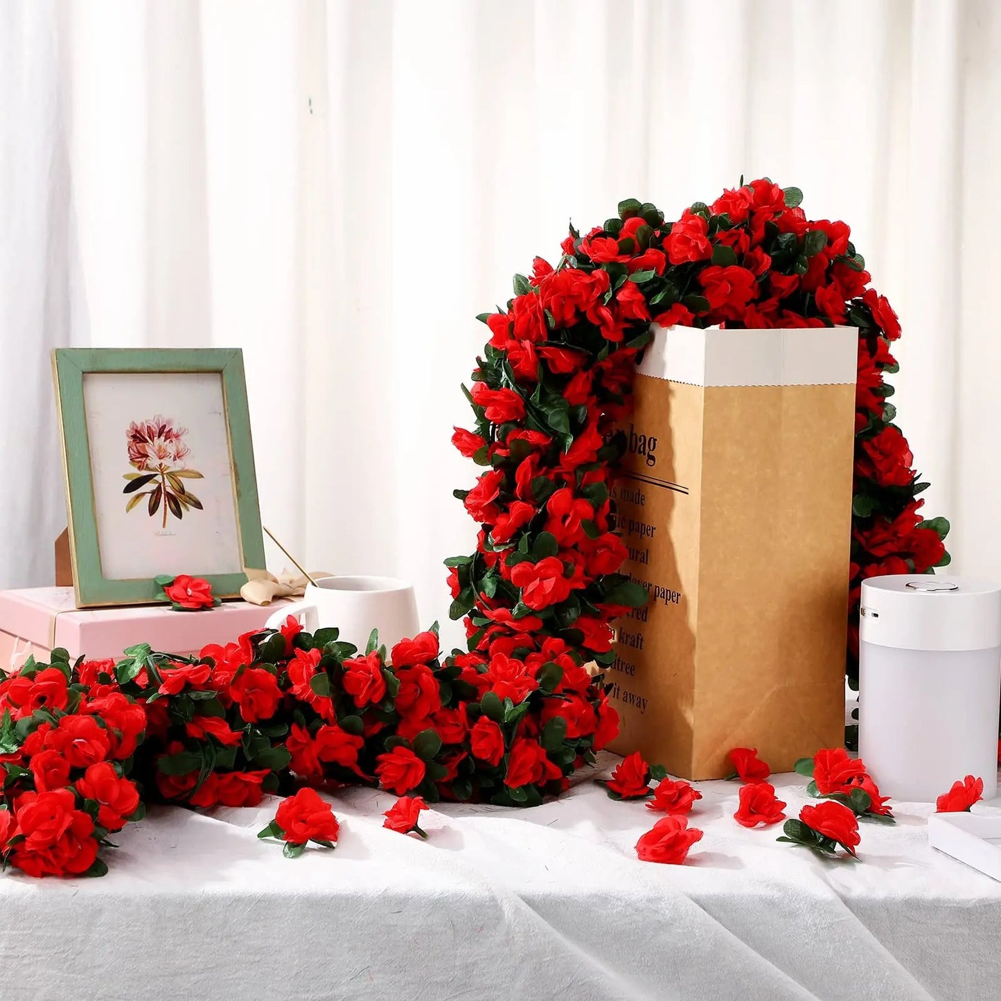 1pc 250CM Artificial Flowers Garland Rose Vines Fake Hanging Flower Vine for Wedding Arch Wall Decor Home Garden Room Decoration