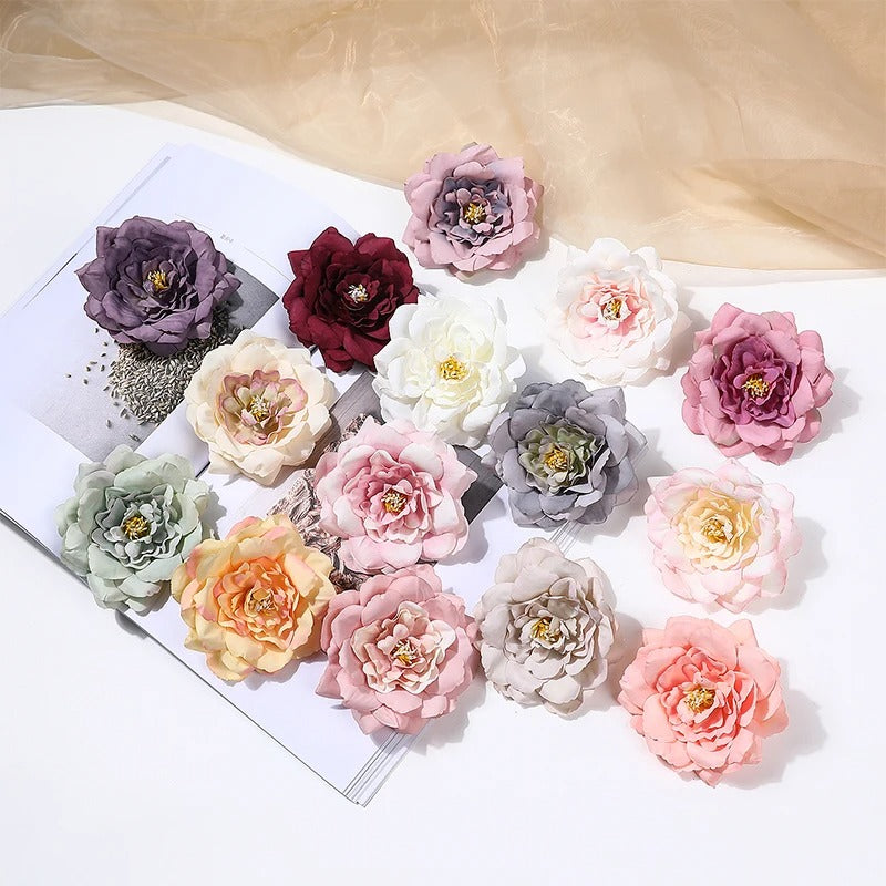 2/5/10Pcs 9cm Artificial Silk Carnation Flower Heads Wedding Home Decoration DIY Bride Holding flowers Accessories Fake Flowers