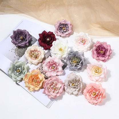 2/5/10Pcs 9cm Artificial Silk Carnation Flower Heads Wedding Home Decoration DIY Bride Holding flowers Accessories Fake Flowers