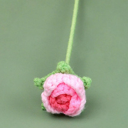 rose Handmade Crochet Flower without Vase, Flowers Bouquet, Artificial Flower, Gifts for Girlfriend, Fall Room Decor, Decorative Flower for Mom, Friends