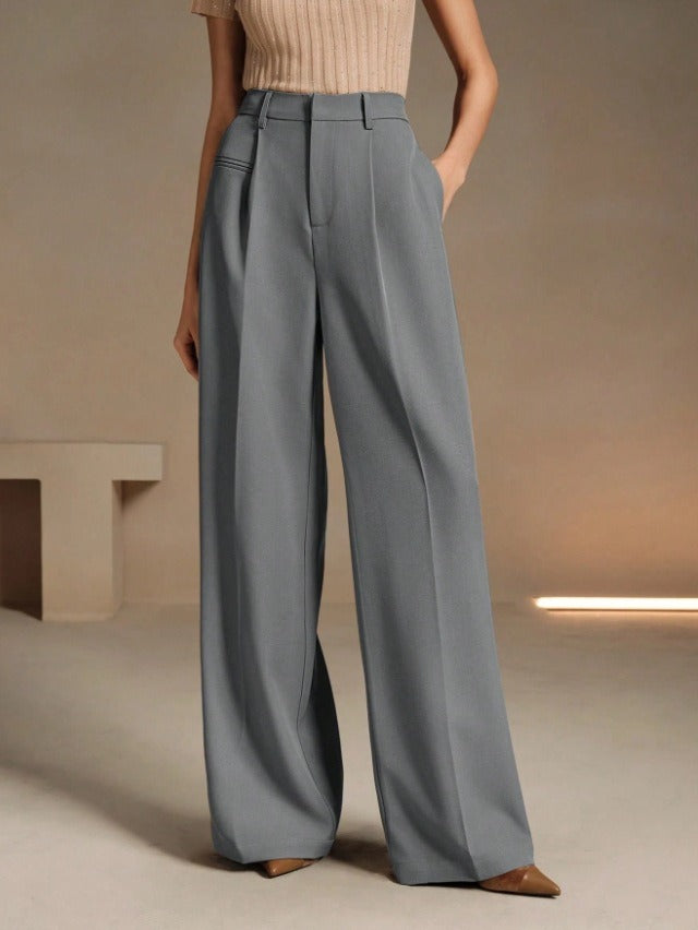Women's Solid Color Basic Wide Leg Loose Pleated Pants