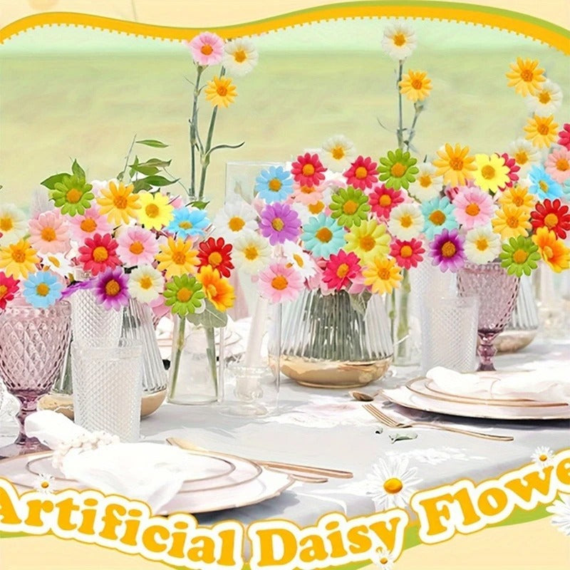 30/50Pcs Artificial Flowers Daisy Silk Flowers Decoration Party Wedding Decoration Home Party Daisy Floral Design Craft Supplies