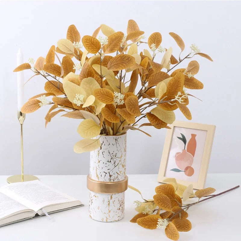 52cm Artificial Fall Eucalyptus Fake Foliage Branches Autumn Flowers Decorations Home Wedding Thanksgiving Christmas Decoration