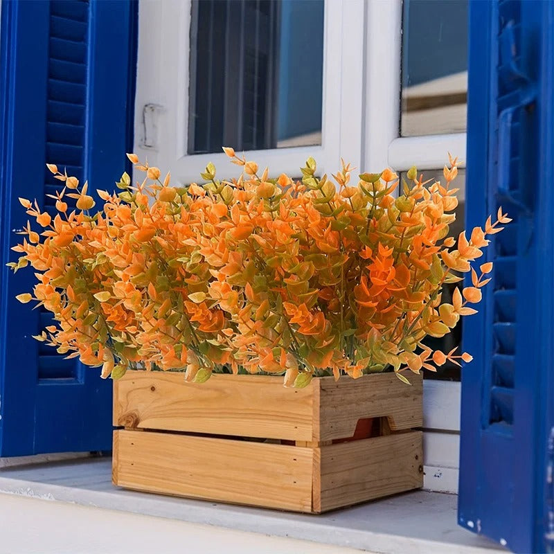 Artificial Flowers Autumn Decoration Plant Violet Eucalyptus Bouquet Outdoor Garden Bushes Decor Home Wedding Office Accessories